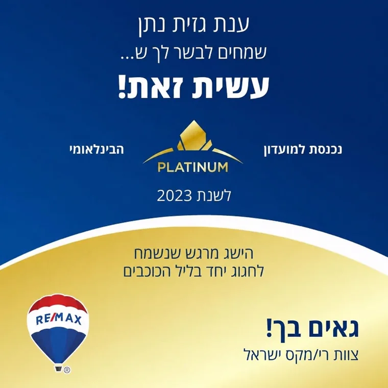 ענת גזית נתן — PLATINUM הבינלאומי, 2023. תעודת הוקרה של RE/MAX